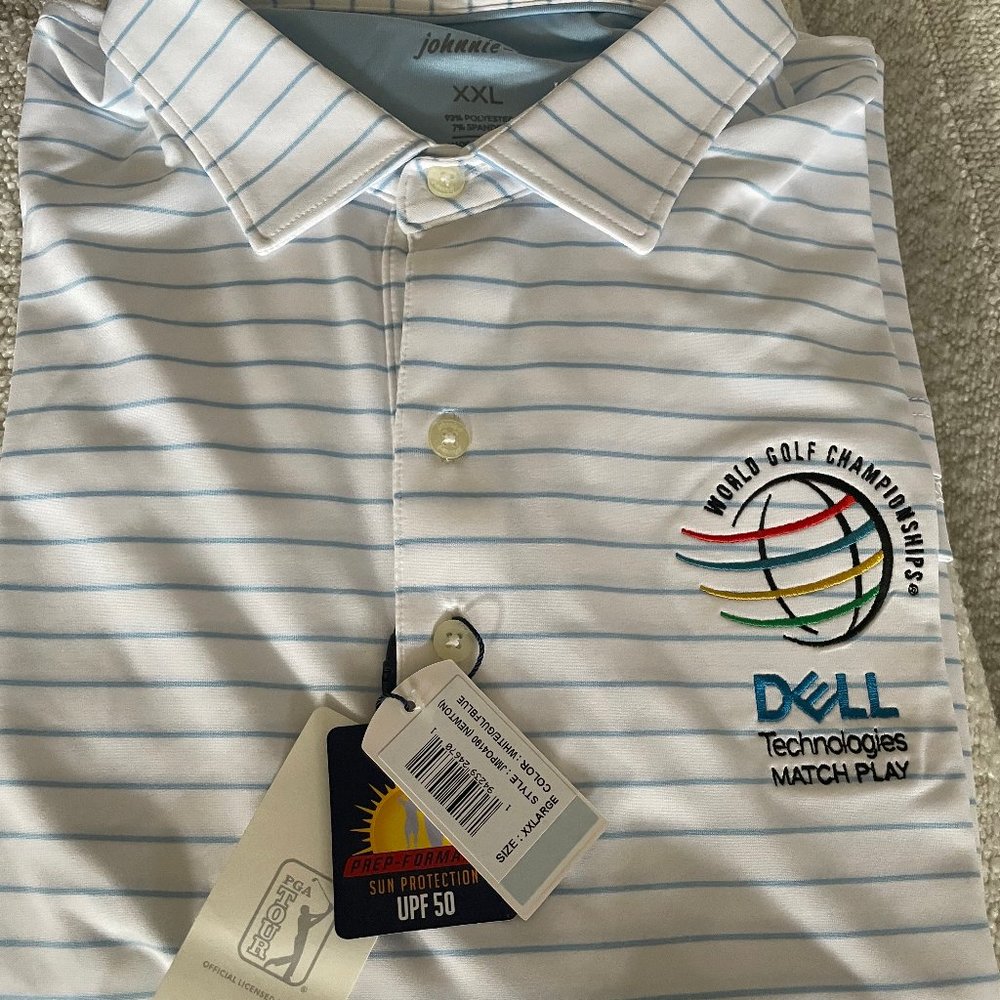 Limited Edition Johnnie-o PGA Golf Dell Match Play Newton Striped Polo S…